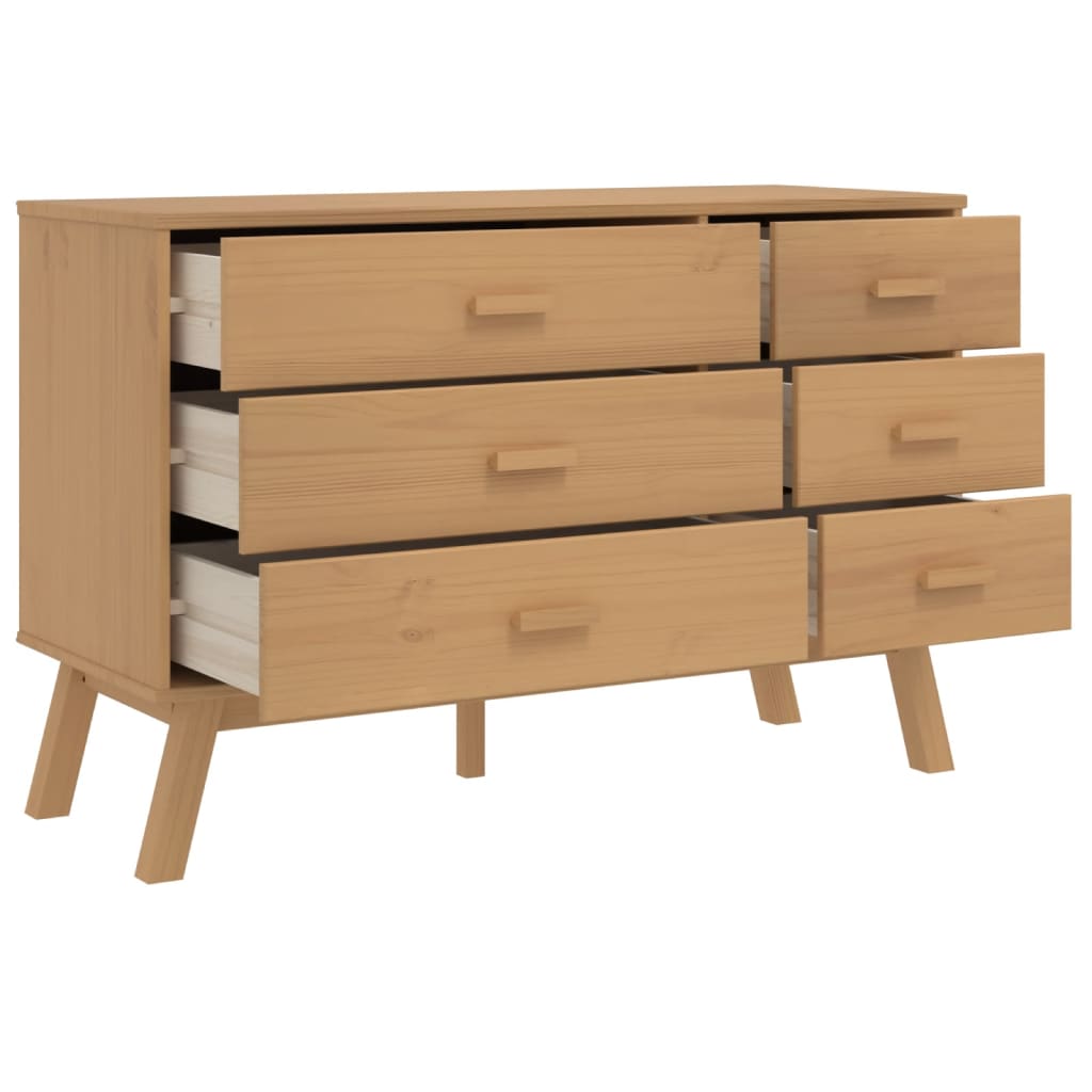 Chest of drawers OLDEN brown solid pine wood
