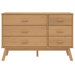 Chest of drawers OLDEN brown solid pine wood