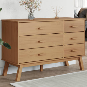 Chest of drawers OLDEN brown solid pine wood