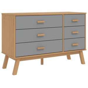 Chest of drawers OLDEN grey and brown solid pine