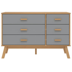 Chest of drawers OLDEN grey and brown solid pine