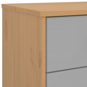 Chest of drawers OLDEN grey and brown solid pine