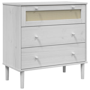 Chest of drawers SENJA rattan look white 80x40x80 cm solid pine wood