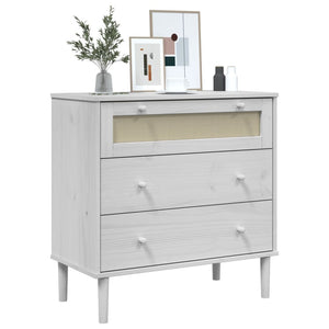 Chest of drawers SENJA rattan look white 80x40x80 cm solid pine wood