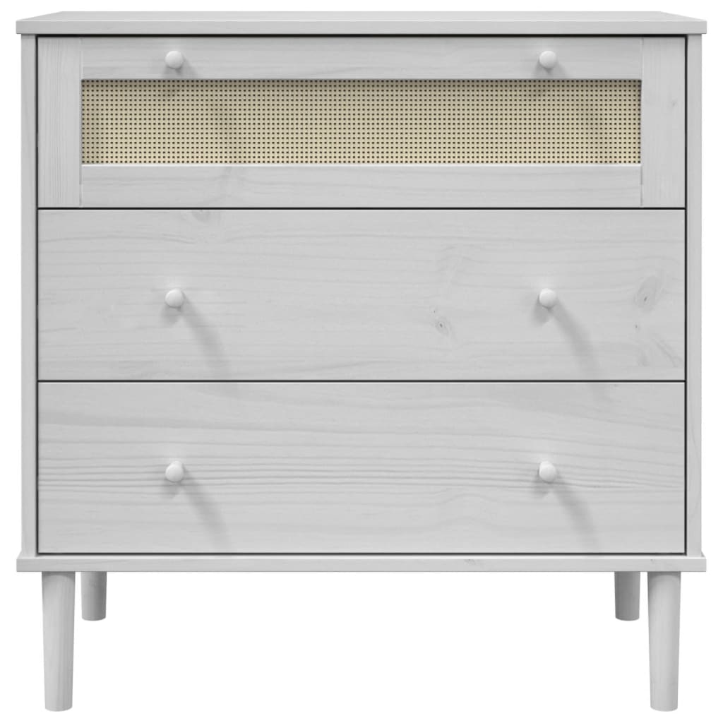 Chest of drawers SENJA rattan look white 80x40x80 cm solid pine wood