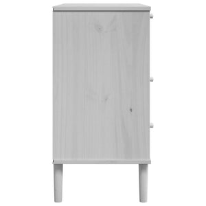 Chest of drawers SENJA rattan look white 80x40x80 cm solid pine wood