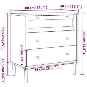 Chest of drawers SENJA rattan look white 80x40x80 cm solid pine wood