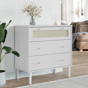 Chest of drawers SENJA rattan look white 80x40x80 cm solid pine wood