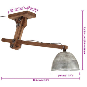 Ceiling lamp 25 W vintage silver 105x30x65-108 cm E27