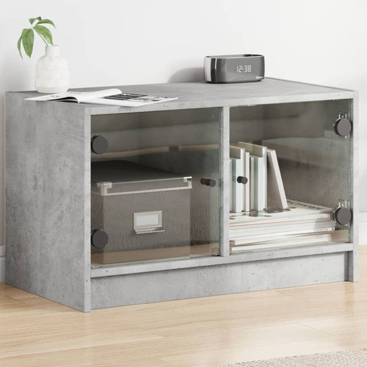 Side cabinet with glass doors concrete grey 68x37x42 cm
