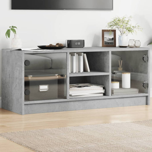 Side cabinet with glass doors concrete grey 102x37x42 cm