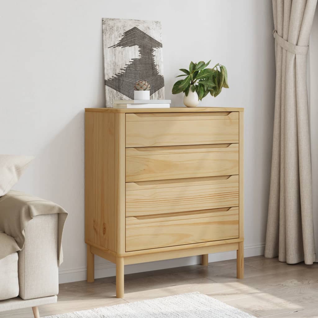 Chest of drawers FLORO wax brown solid pine