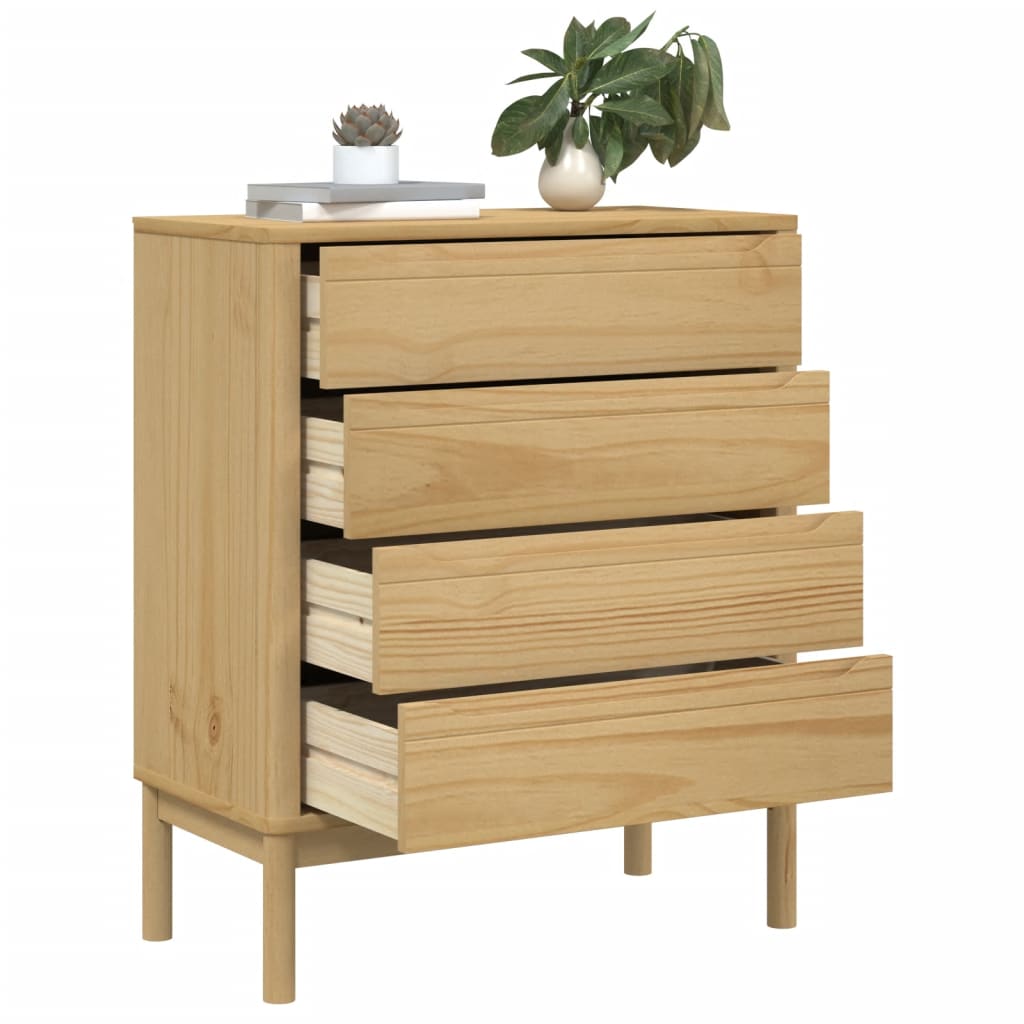 Chest of drawers FLORO wax brown solid pine