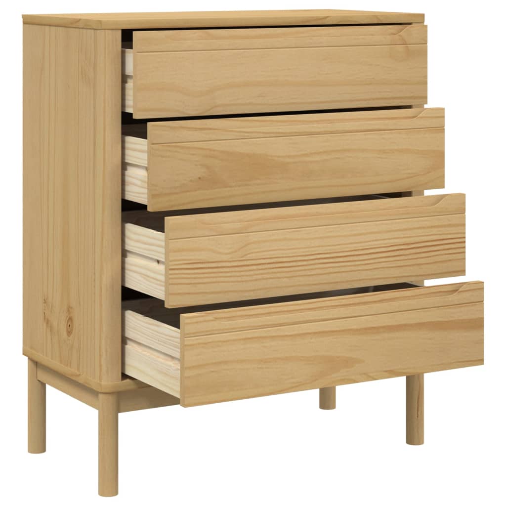 Chest of drawers FLORO wax brown solid pine