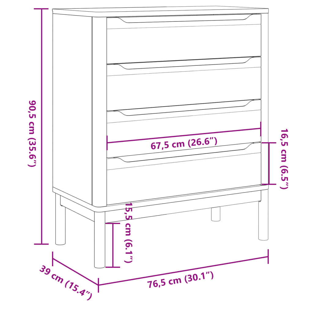 Chest of drawers FLORO wax brown solid pine