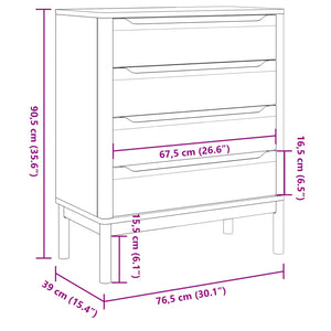 Chest of drawers FLORO wax brown solid pine