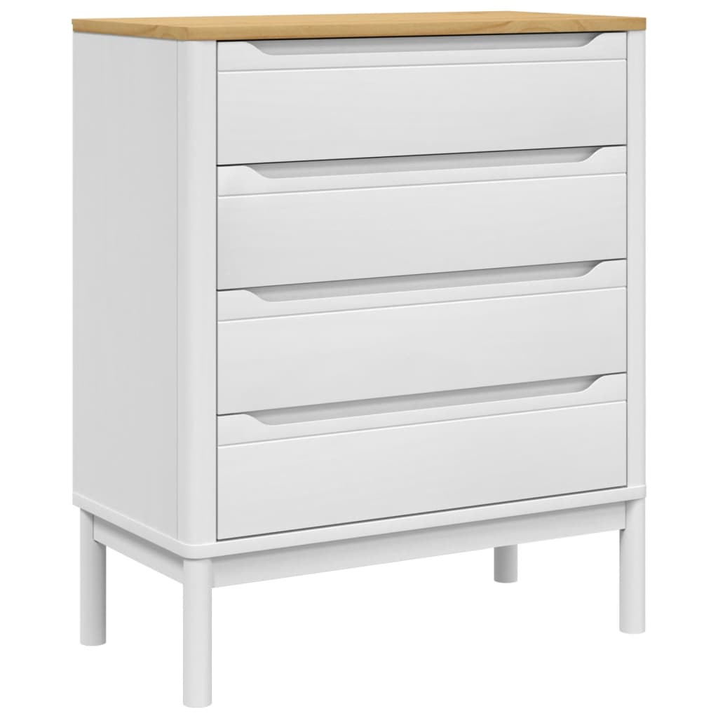 Chest of drawers FLORO white solid pine wood