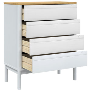 Chest of drawers FLORO white solid pine wood