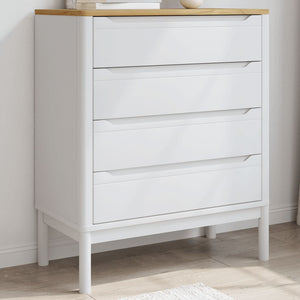 Chest of drawers FLORO white solid pine wood