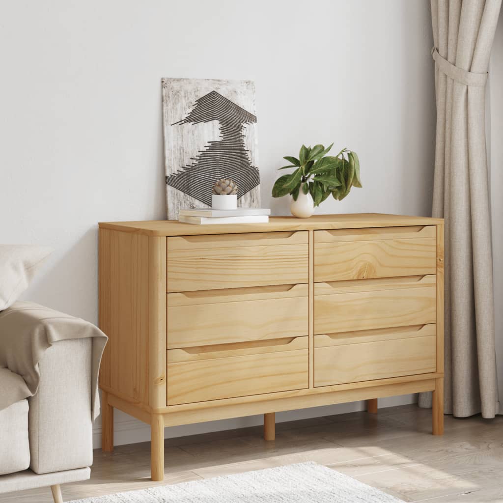 Chest of drawers FLORO wax brown solid pine