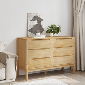 Chest of drawers FLORO wax brown solid pine