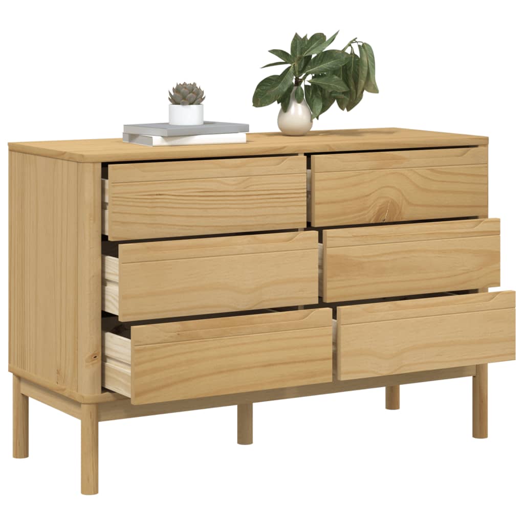 Chest of drawers FLORO wax brown solid pine