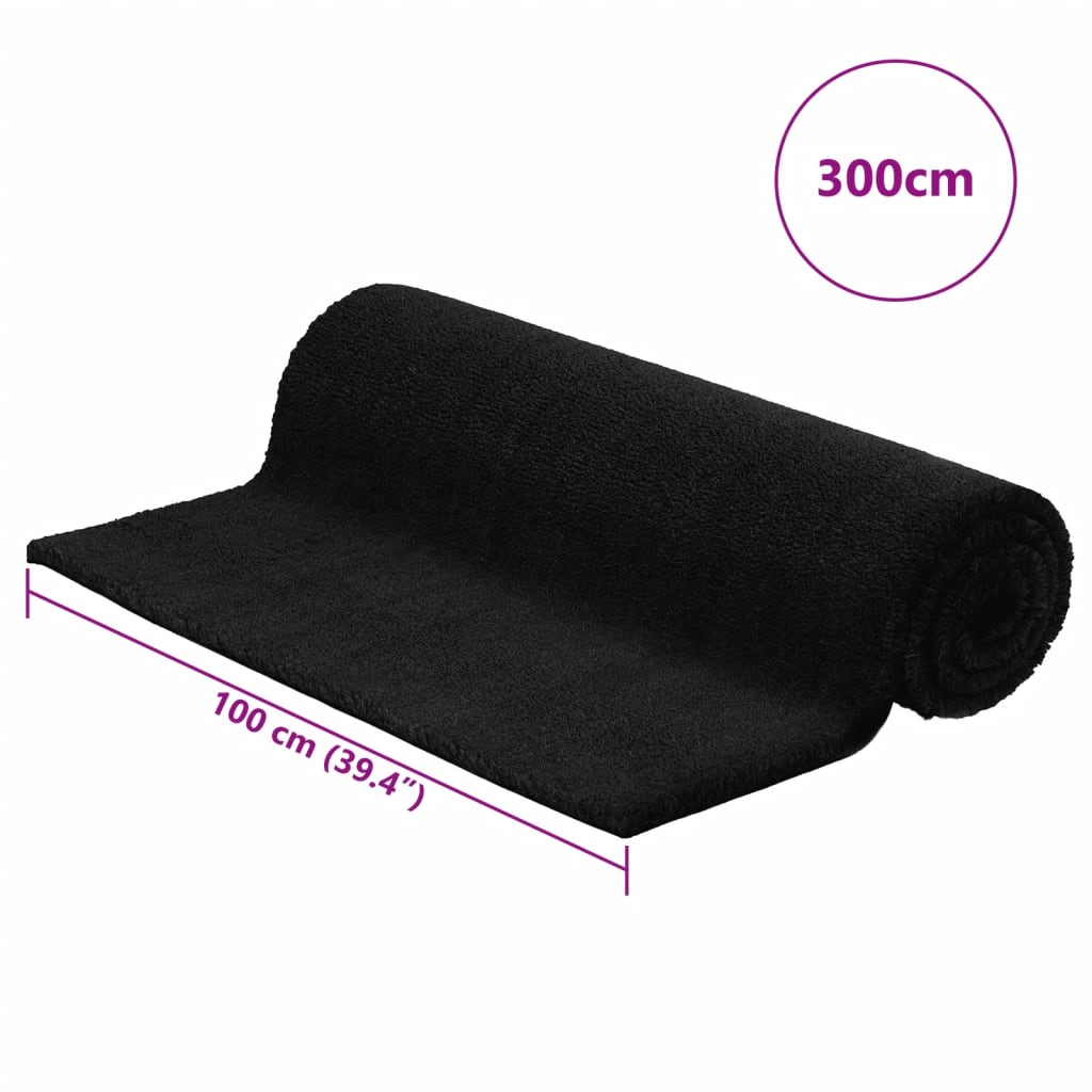 Doormat black 100x300 cm tufted coconut fiber