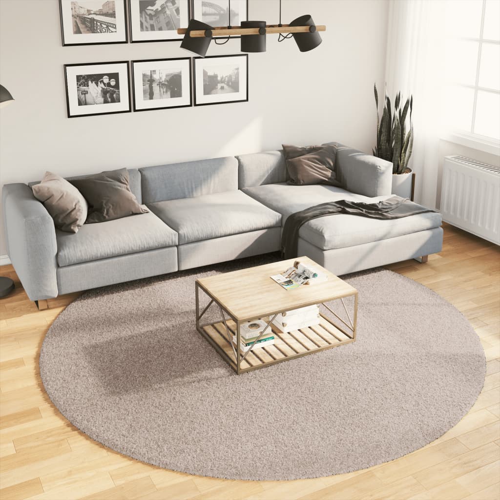 Thick rug PAMPLONA high pile modern beige Ø 240 cm