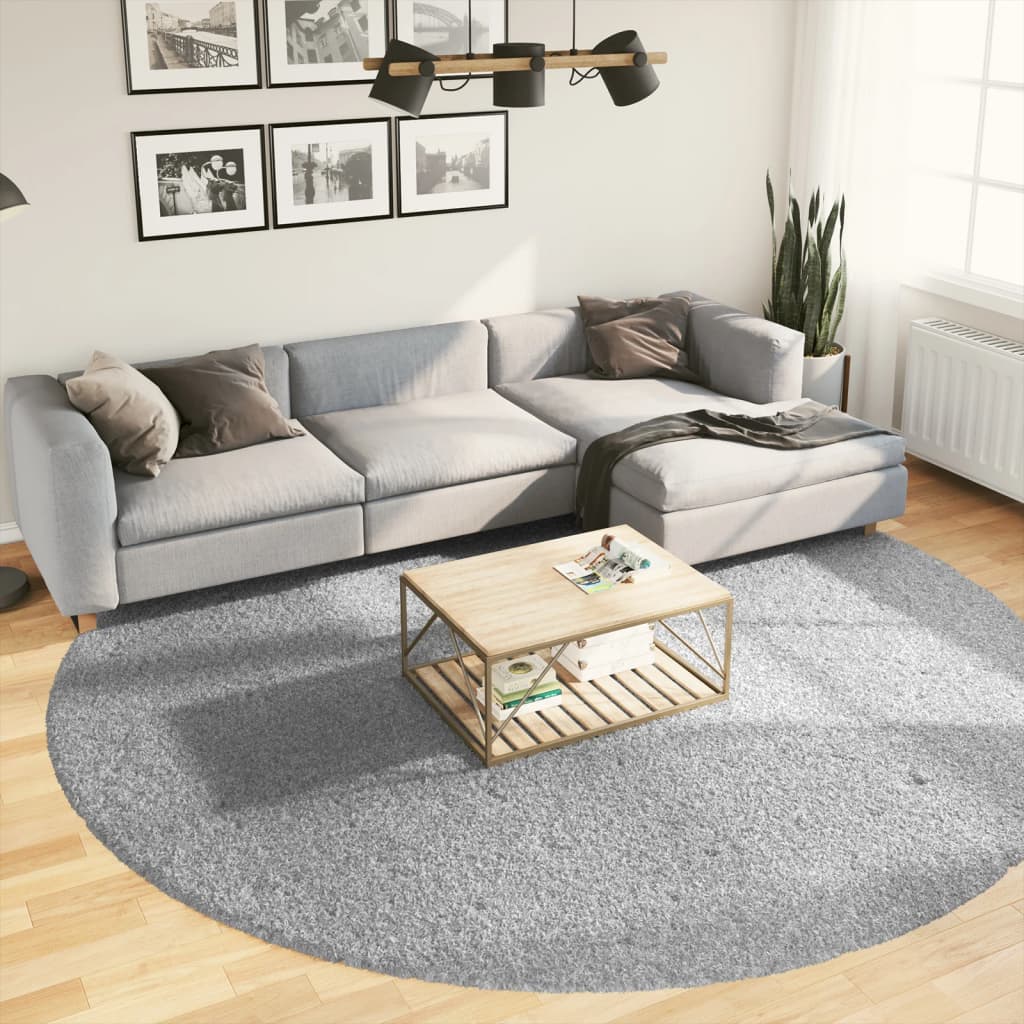 Thick carpet PAMPLONA high pile modern grey Ø 280 cm