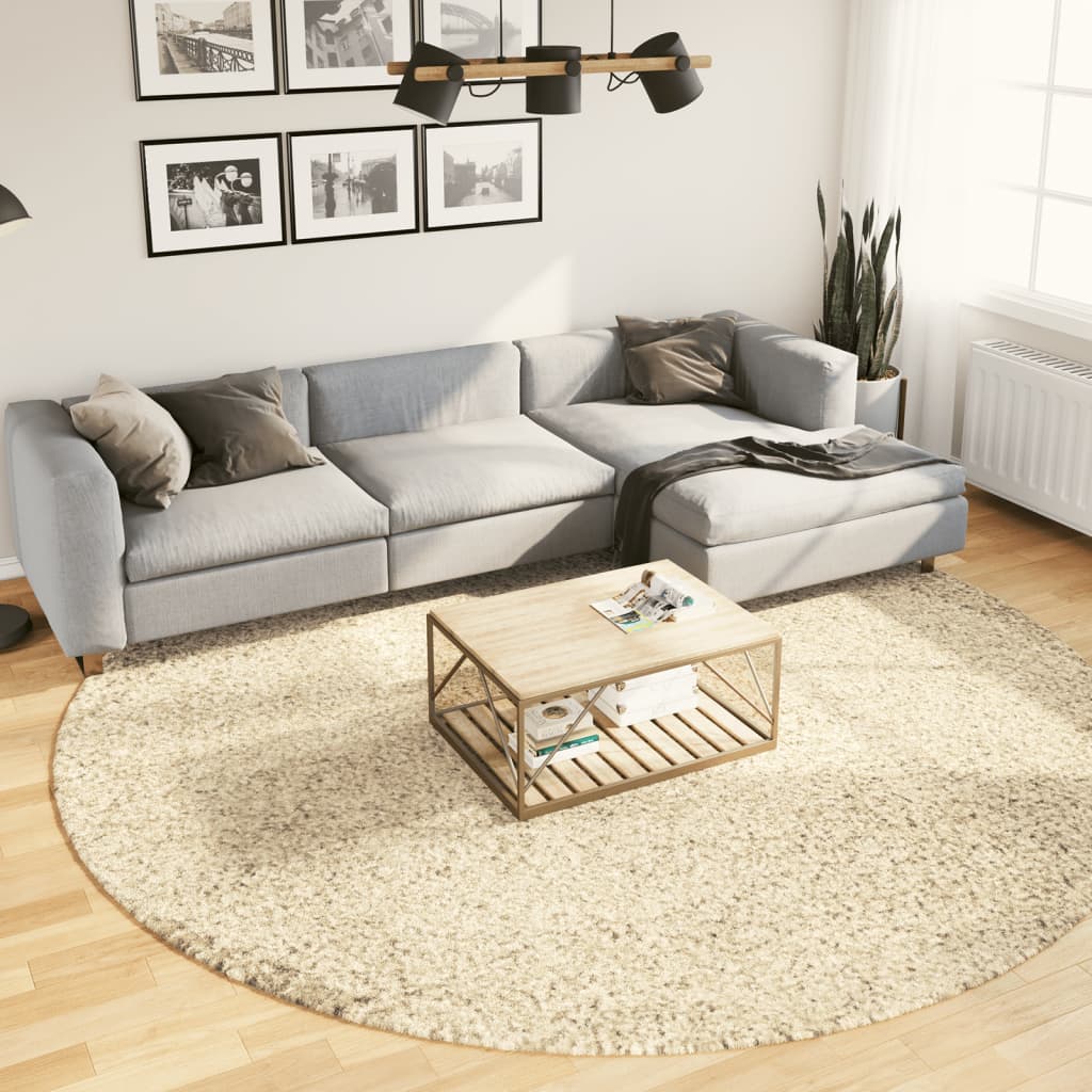 Thick rug PAMPLONA high pile modern gold Ø 280 cm