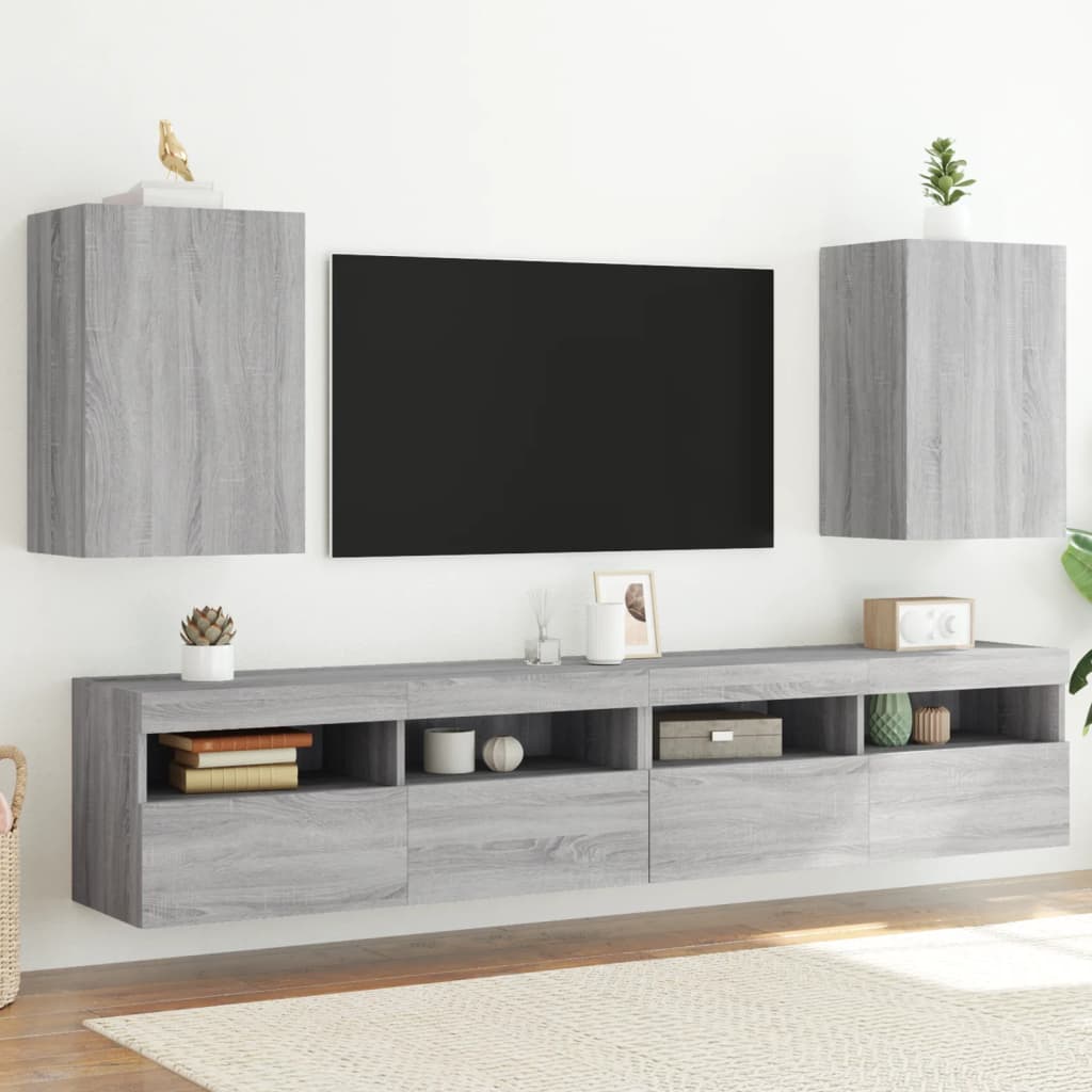 Wall-mounted TV benches 2 pcs gray sonoma 40.5x30x60 engineered wood