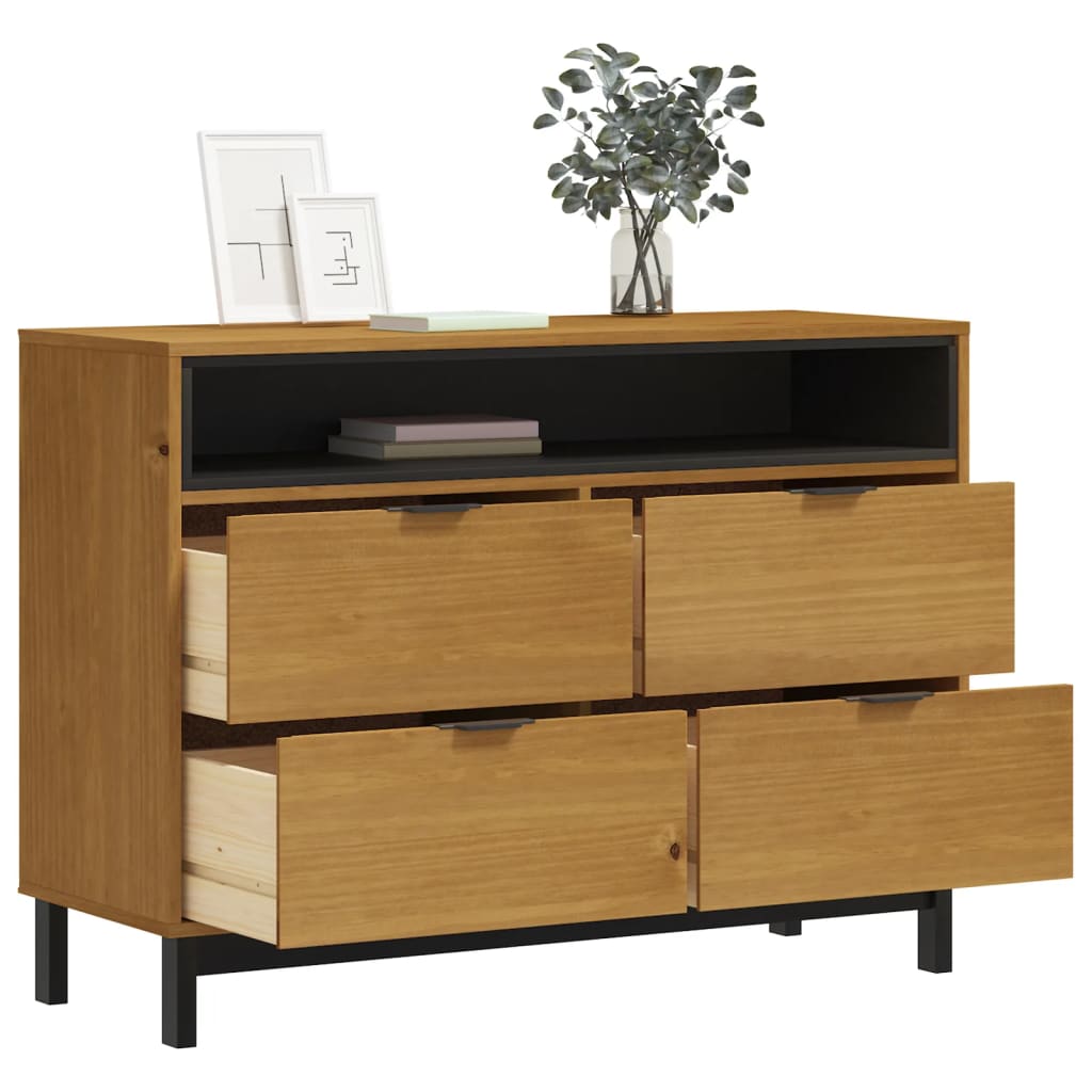Chest of drawers FLAM 110x40x80 cm solid pine wood