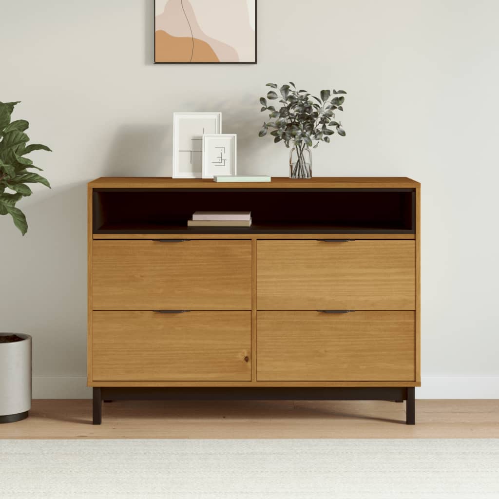 Chest of drawers FLAM 110x40x80 cm solid pine wood