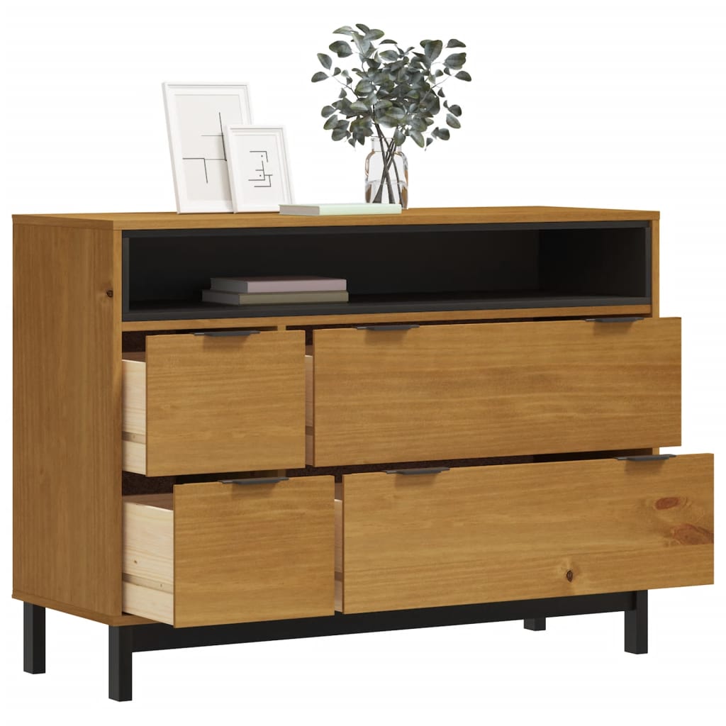 Chest of drawers FLAM 110x40x80 cm solid pine wood
