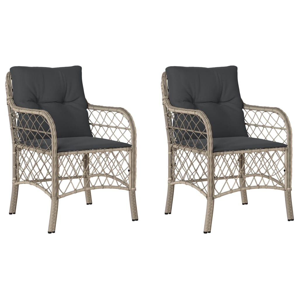 Garden chairs with cushions 2 pcs light grey poly rattan