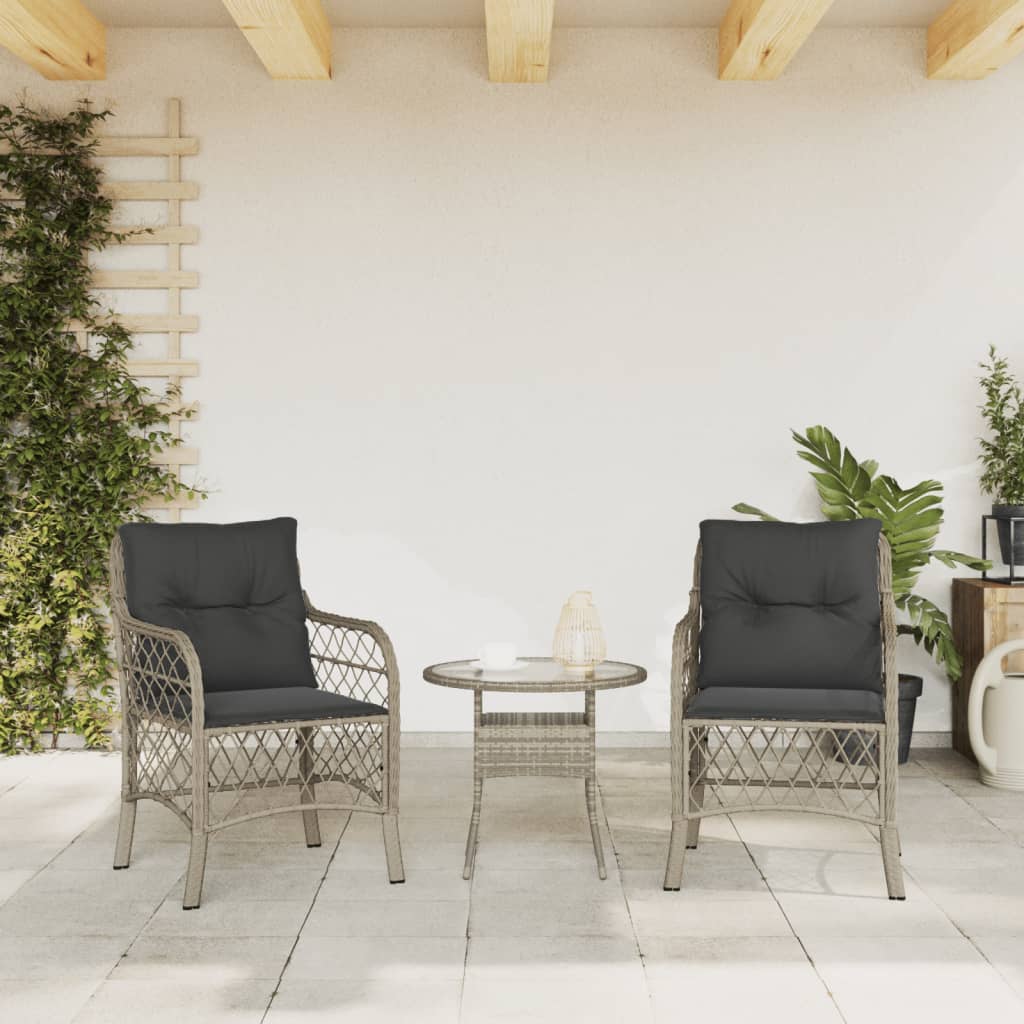 Garden chairs with cushions 2 pcs light grey poly rattan
