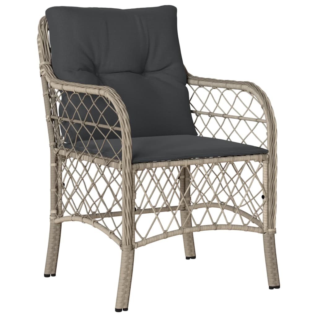 Garden chairs with cushions 2 pcs light grey poly rattan