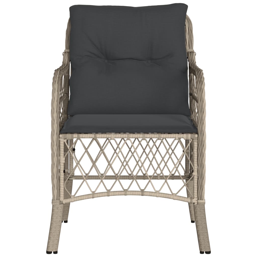 Garden chairs with cushions 2 pcs light grey poly rattan