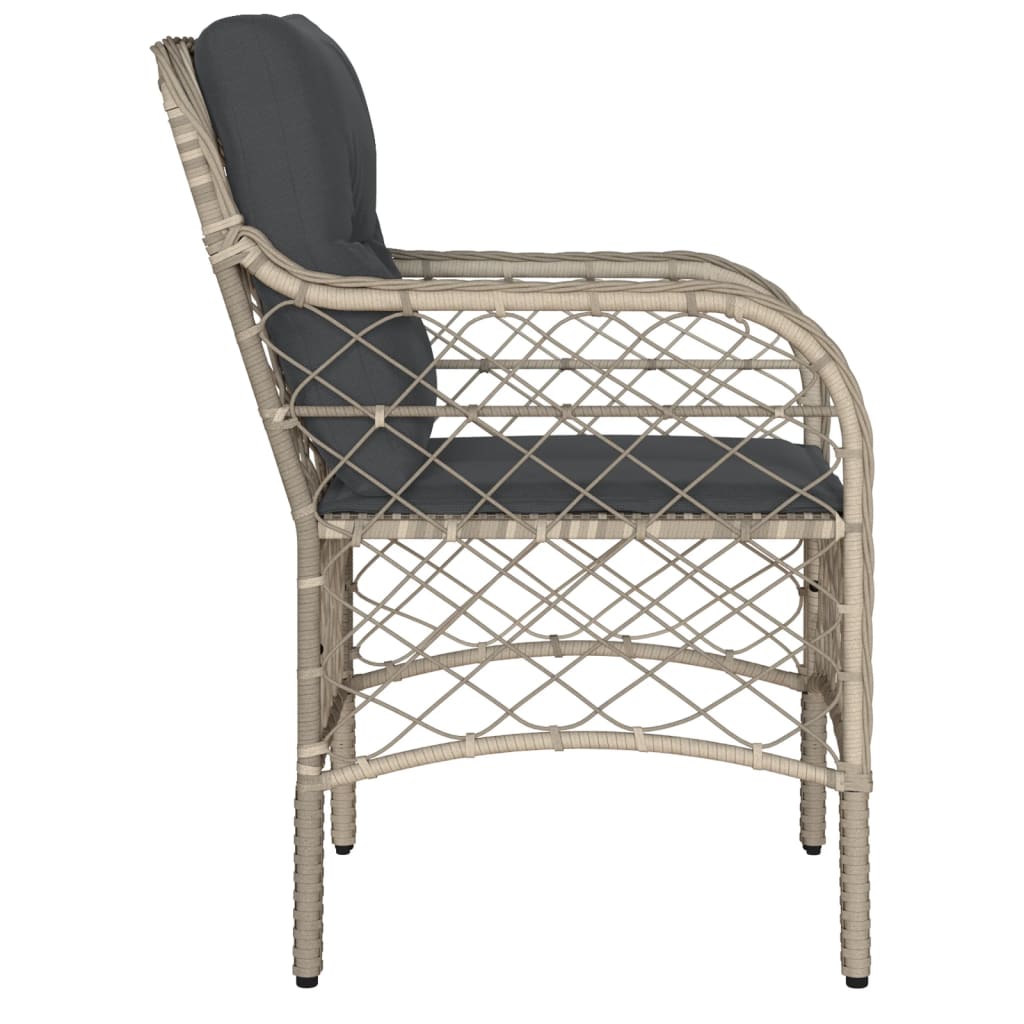 Garden chairs with cushions 2 pcs light grey poly rattan