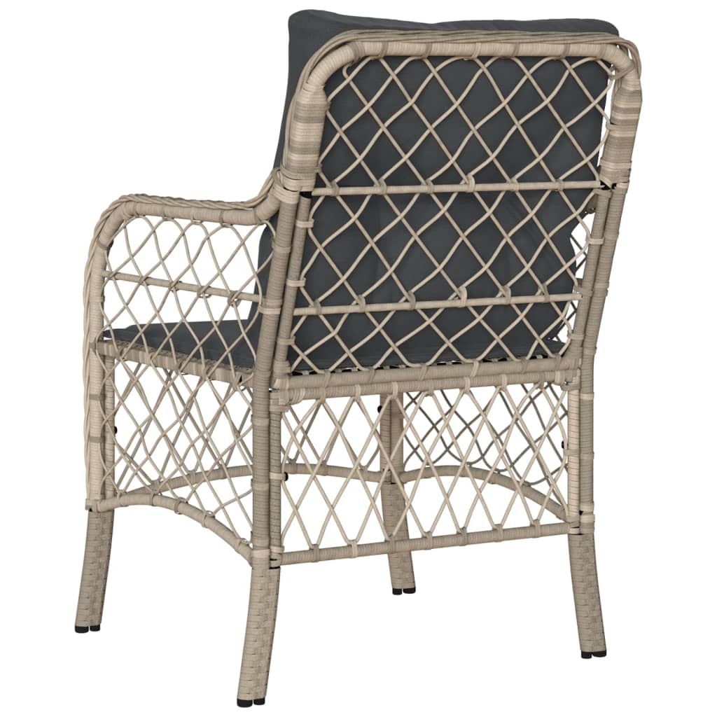 Garden chairs with cushions 2 pcs light grey poly rattan