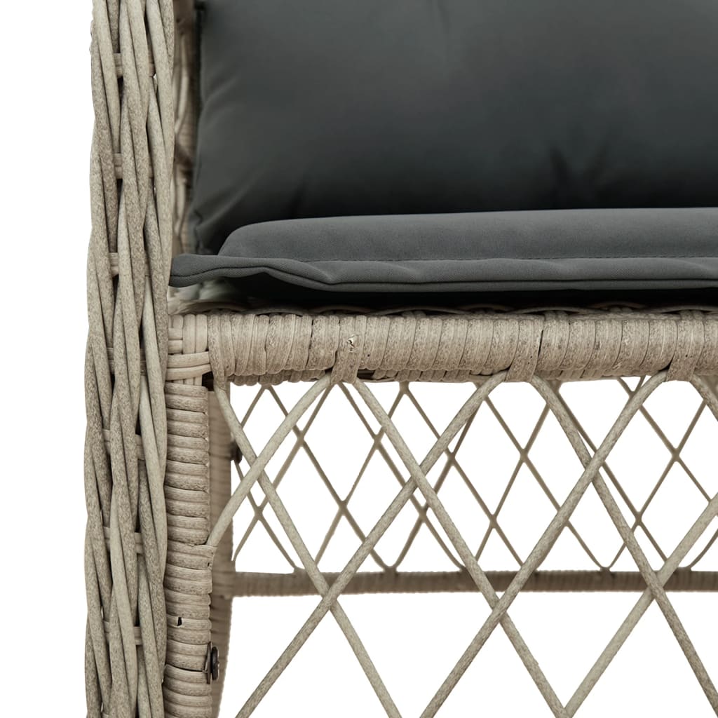 Garden chairs with cushions 2 pcs light grey poly rattan