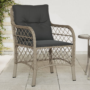 Garden chairs with cushions 2 pcs light grey poly rattan