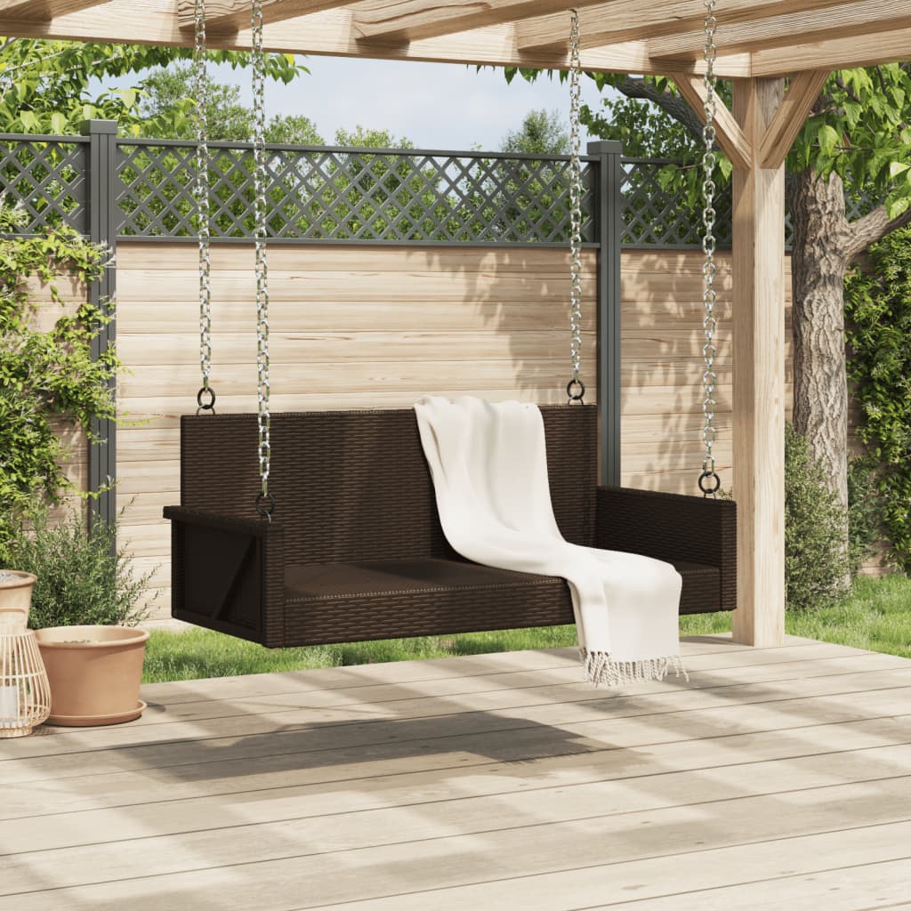 Swing bench brown 119x56x48 cm poly rattan