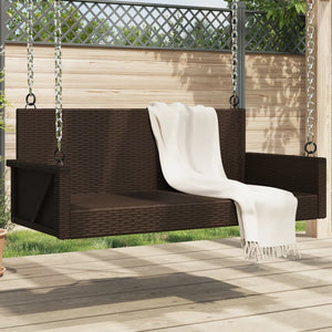 Swing bench brown 119x56x48 cm poly rattan