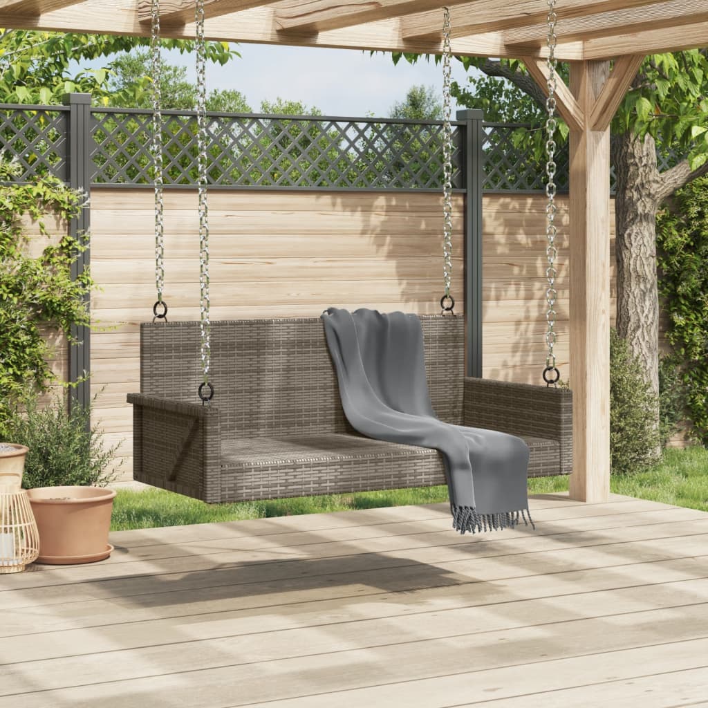 Swing bench grey 119x56x48 cm poly rattan