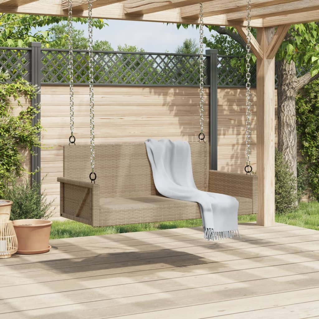 Swing bench beige 119x56x48 cm poly rattan