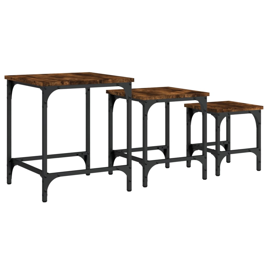 Stackable coffee tables 3 pcs smoked oak engineered wood