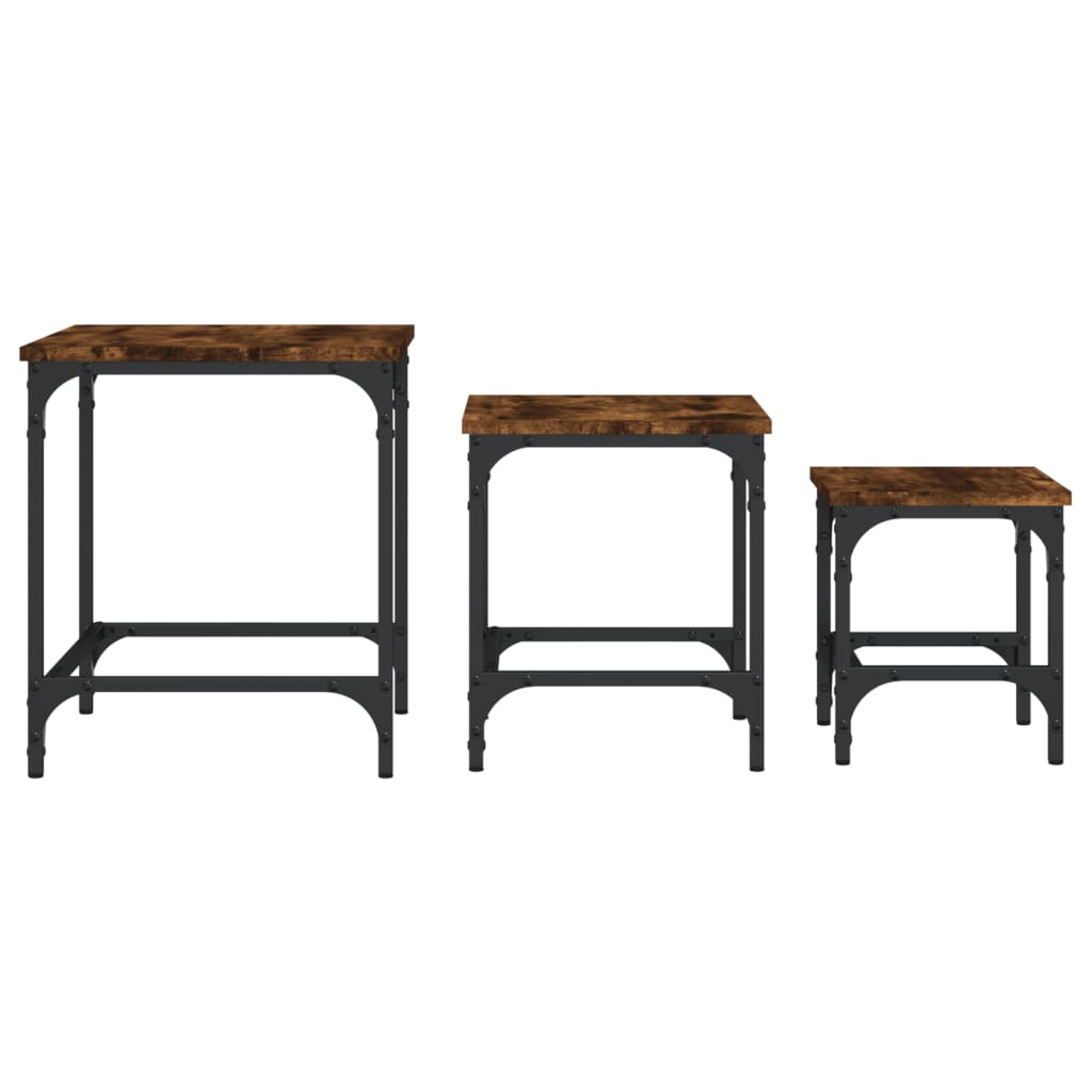 Stackable coffee tables 3 pcs smoked oak engineered wood