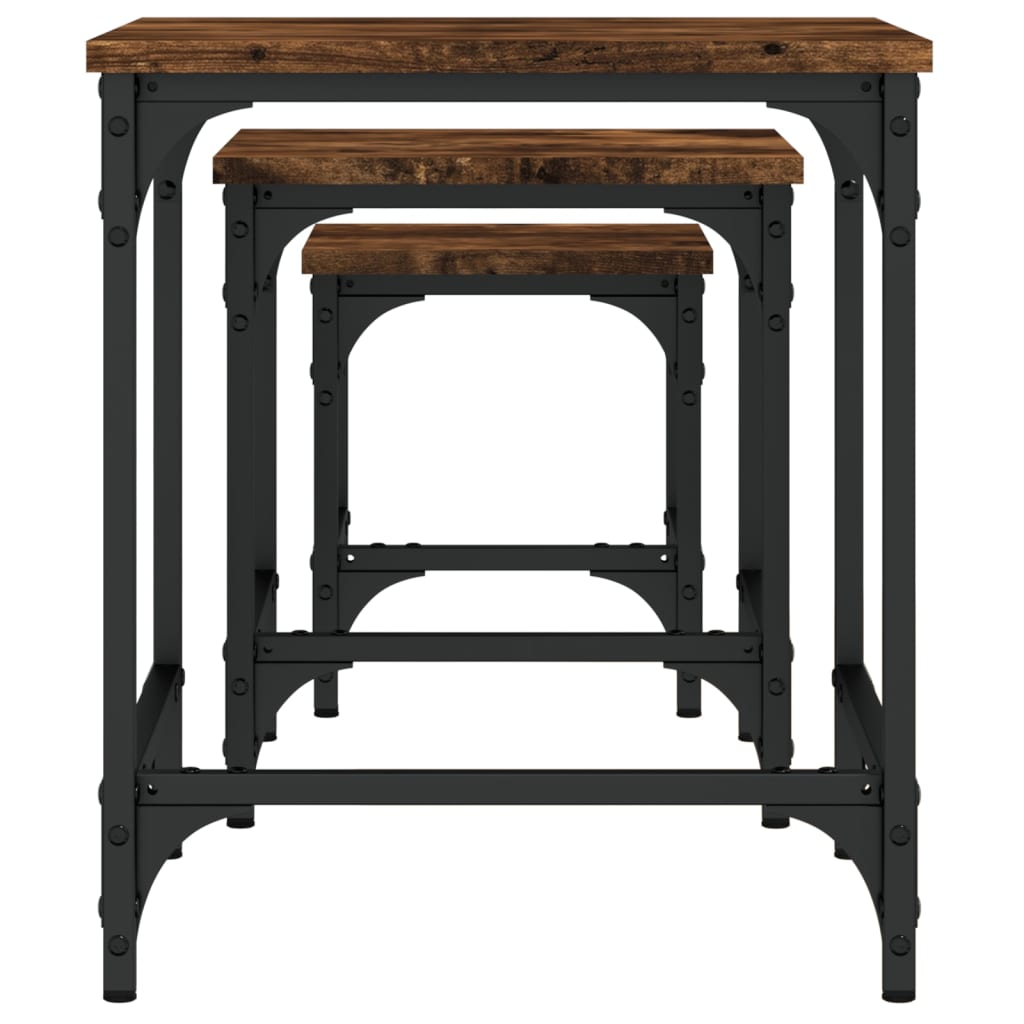 Stackable coffee tables 3 pcs smoked oak engineered wood