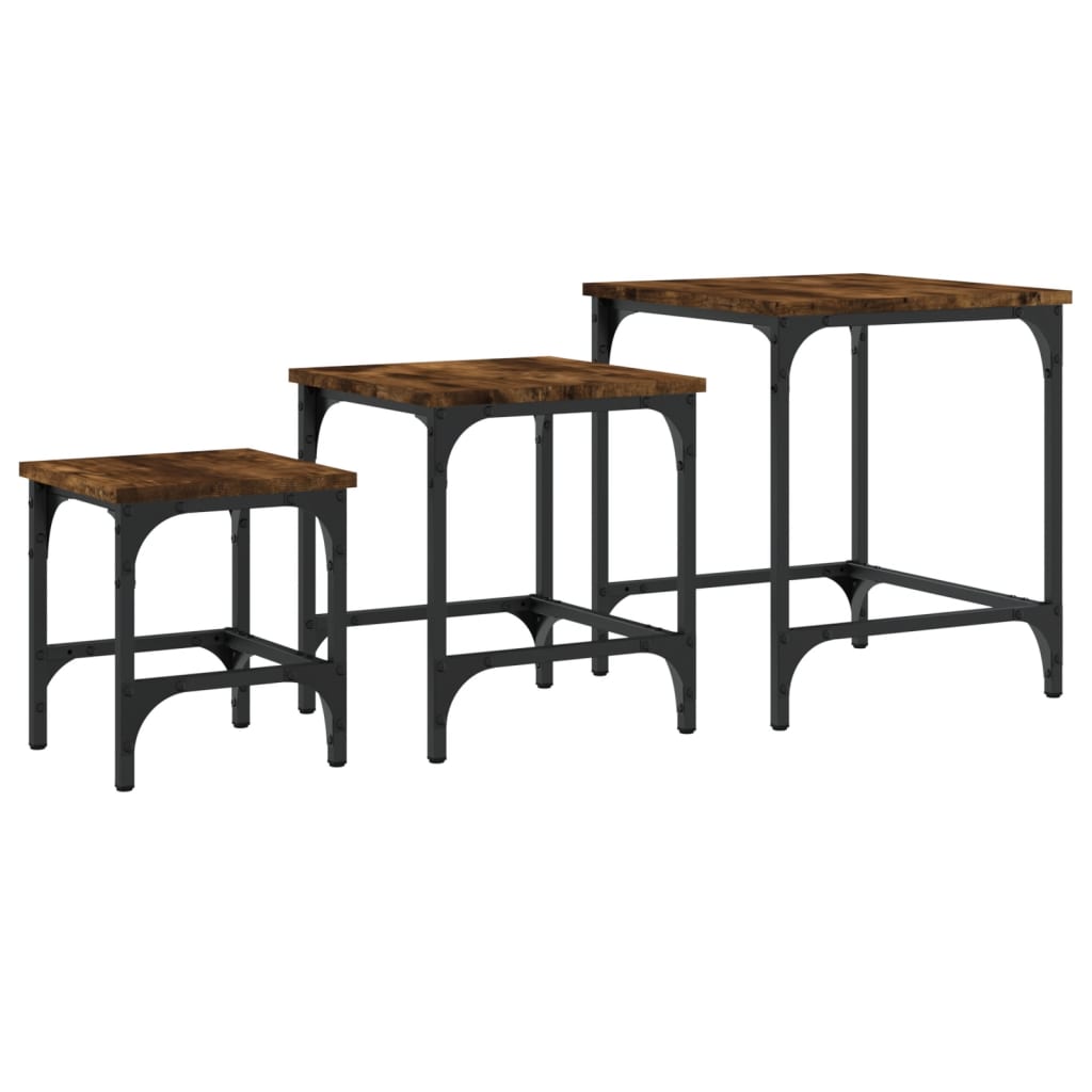 Stackable coffee tables 3 pcs smoked oak engineered wood